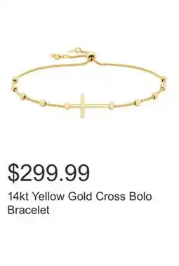 Costco 14kt Yellow Gold Cross Bolo Bracelet offer