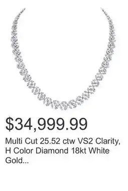 Costco Multi Cut 25.52 ctw VS2 Clarity, H Color Diamond 18kt White Gold Necklace offer