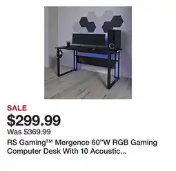 Office Depot RS Gaming Mergence 60W RGB Gaming Computer Desk With 10 Acoustic Panels, Black offer