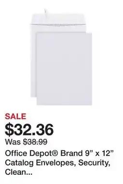 Office Depot Office Depot Brand 9 x 12 Catalog Envelopes, Security, Clean Seal, White, Box Of 100 offer