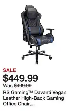 Office Depot RS Gaming Davanti Vegan Leather High-Back Gaming Office Chair, Black/Blue, BIFMA Compliant offer