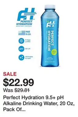 Office Depot Perfect Hydration 9.5+ pH Alkaline Drinking Water, 20 Oz, Pack Of 24 Bottles offer
