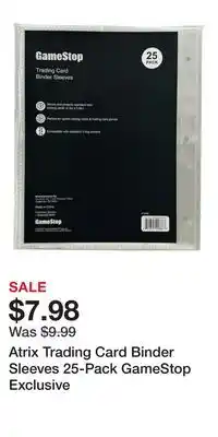 Game Stop Atrix Trading Card Binder Sleeves 25-Pack GameStop Exclusive offer