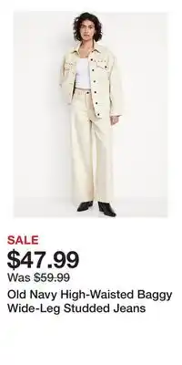 Old Navy Old Navy High-Waisted Baggy Wide-Leg Studded Jeans offer