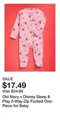 Old Navy Old Navy x Disney Sleep & Play 2-Way-Zip Footed One-Piece for Baby offer