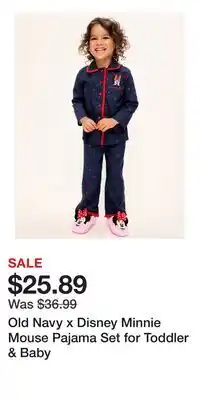 Old Navy Old Navy x Disney Minnie Mouse Pajama Set for Toddler & Baby offer