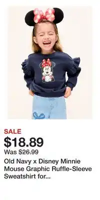 Old Navy Old Navy x Disney Minnie Mouse Graphic Ruffle-Sleeve Sweatshirt for Toddler Girls offer
