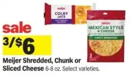 Meijer Meijer shredded, chunk or sliced cheese offer