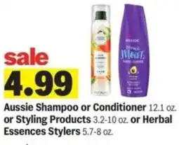 Meijer Aussie Shampoo or Conditioner or Styling Products or Herbal Essences Stylers offer