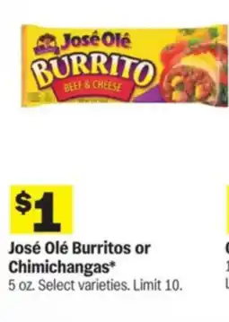 Meijer José Olé Burritos or Chimichangas offer