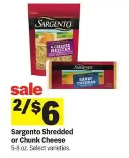 Meijer Sargento Shredded or Chunk Cheese offer