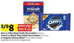Meijer Oreo or Chips Ahoy! Family Size Cookies, Triscuit or Wheat Thins Family Size Crackers or Sargento Cheese Bakes offer