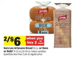 Meijer Sara Lee Artesano Bread or Buns or Rolls offer