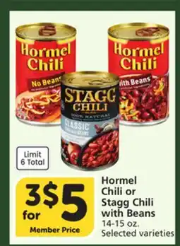Albertsons Hormel Chili or Stagg Chili with Beans offer