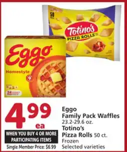 Albertsons Eggo Family Pack Waffles 23.2-29.6 oz. Totino's Pizza Rolls 50 ct offer