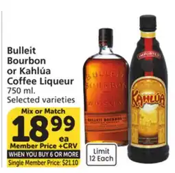 Albertsons Bulleit Bourbon or Kahlúa Coffee Liqueur offer