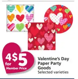 Albertsons Valentine's Day Paper Party Goods offer
