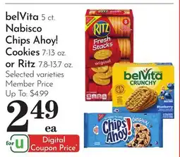 Pavilions belVita 5 ct. Nabisco Chips Ahoy! Cookies 7-13 oz. or Ritz 7.8-13.7 oz offer