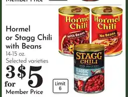 Pavilions Hormel or Stagg Chili with Beans offer