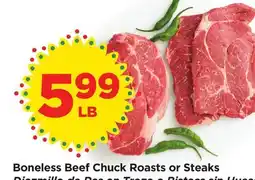 Food 4 Less Boneless Beef Chuck Roasts or Steaks offer