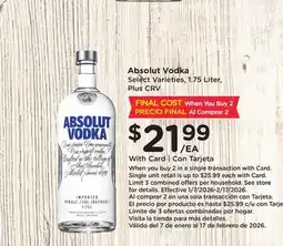 Ralphs Absolut Vodka offer