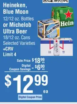 Smart & Final Heineken, Blue Moon or Michelob Ultra Beer offer