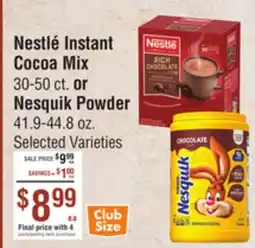 Smart & Final Nestlé Instant Cocoa Mix or Nesquik Powder offer