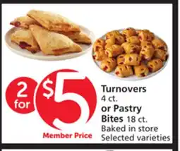 Vons Turnovers 4 ct. or Pastry Bites 18 ct offer