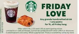 Vons Any grande handcrafted drink + any pastry offer
