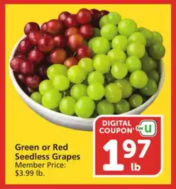 Vons Green or Red Seedless Grapes offer