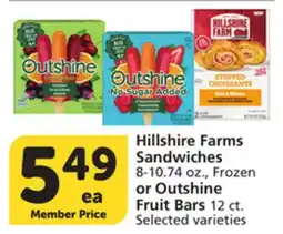 Vons Hillshire Farms Sandwiches 8-10.74 oz., Frozen or Outshine Fruit Bars 12 ct offer