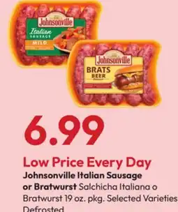 Stater Bros Johnsonville Italian Sausage or Bratwurst offer