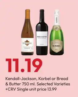 Stater Bros Kendall-Jackson, Korbel or Bread & Butter offer
