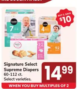 Jewel-Osco Signature Select Supreme Diapers offer