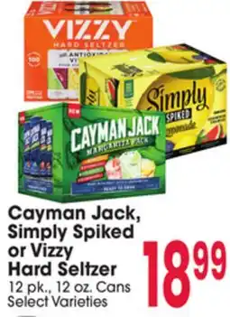 Jewel-Osco Cayman Jack, Simply Spiked or Vizzy Hard Seltzer offer