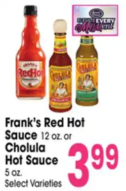 Jewel-Osco Frank's Red Hot Sauce 12 oz. or Cholula Hot Sauce 5 oz offer