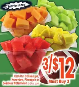 Jewel-Osco Fresh Cut Cantaloupe, or Honeydew, Pineapple or Seedless Watermelon offer