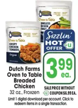 Jewel-Osco Dutch Farms Oven to Table Breaded Chicken offer