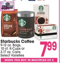 Jewel-Osco Starbucks Coffee 9-12 oz. Bags, 10 ct. K - Cups or 3.17 oz. Cans offer