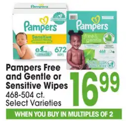 Jewel-Osco Pampers Free and Gentle or and Gentle or Sensitive Wipes offer