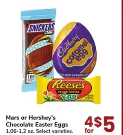 Jewel-Osco Mars or Hershey's Chocolate Easter Eggs offer