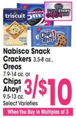 Jewel-Osco Nabisco Snack Crackers 3.5-8 oz., Oreos 7.9-14 oz. or Chips Ahoy! 13 offer