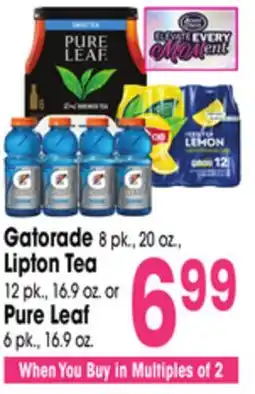 Jewel-Osco Gatorade 8 pk., 20 oz., Lipton Tea 12 pk., 16.9 oz. or Pure Leaf 6 pk., 16.9 oz offer