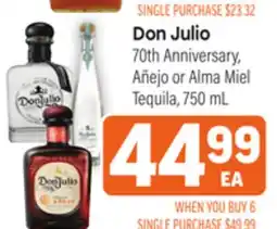 Tony’s Fresh Market Don Julio 70th Anniversary Añejo or Alma Miel Tequila offer