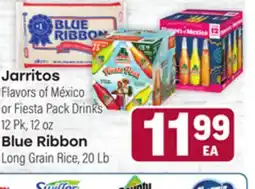 Tony’s Fresh Market Jarritos Flavors of México or Fiesta Pack Drinks 12 Pk, 12 oz Blue Ribbon Long Grain Rice, 20 Lb offer
