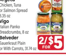 Tony’s Fresh Market Argeta, Vigo or Belveder offer