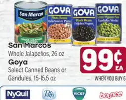 Tony’s Fresh Market San Marcos Whole Jalapeños, 26oz, Goya Select Canned Beans or Gandules, 15-15.5oz offer