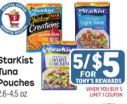 Tony’s Fresh Market StarKist Tuna Pouches offer