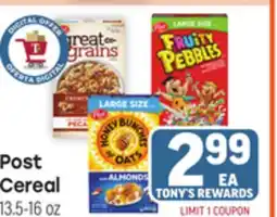 Tony’s Fresh Market Post Cereal offer