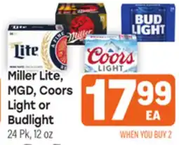 Tony’s Fresh Market Miller Lite, MGD, Coors Light or Budlight offer